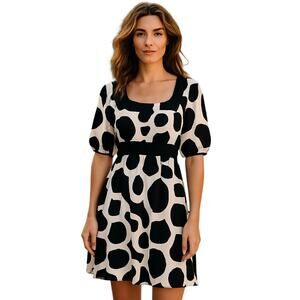 Maurices XS Black White Women's Short Sleeve Maxi  Dress Size 0 2 Extra Small